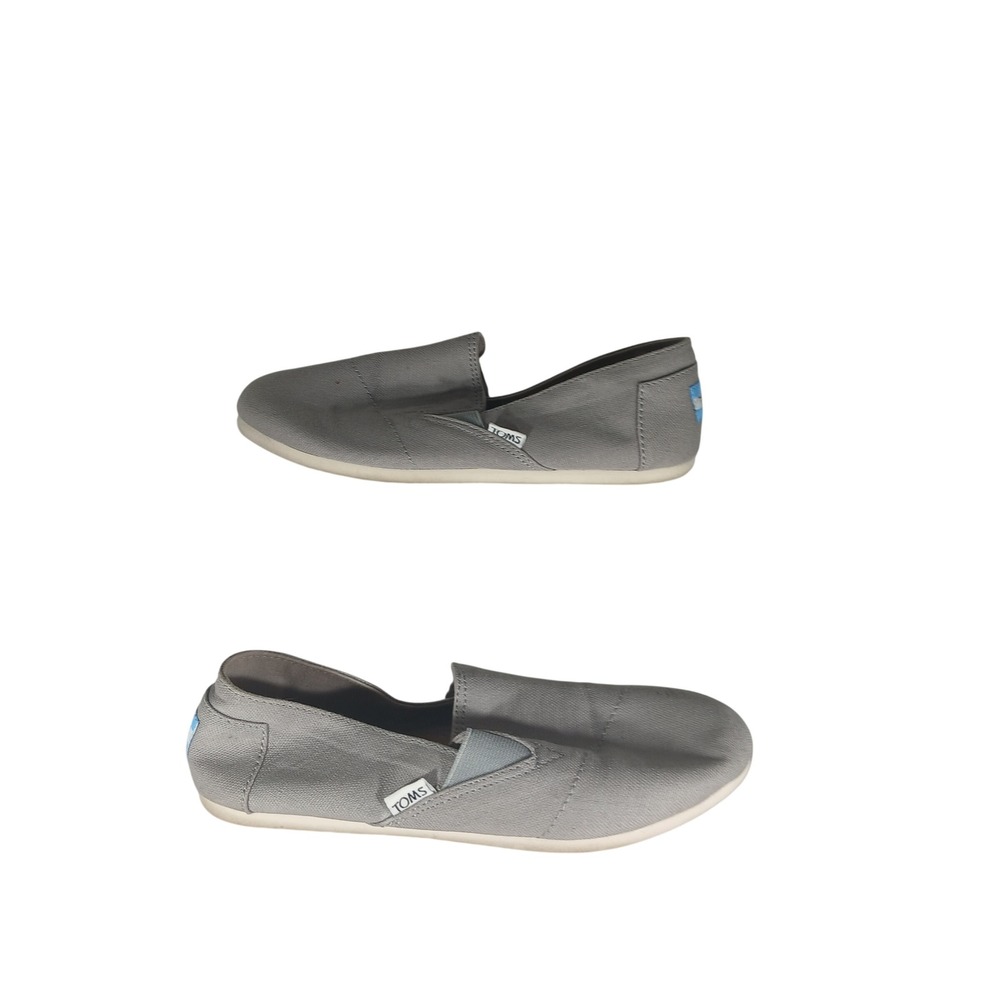 TOMS Alpargata Slip On Shoes Size 8 Grey Canvas Classic Flats 10013777